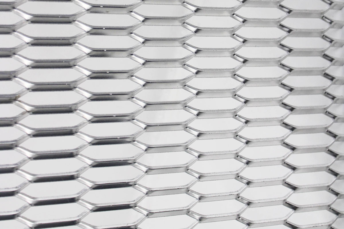 thumbnail image 2 of CCG Universal 12x48 Diamond XXL Flat Aluminum Grille Mesh Sheet – Silver, DIY Custom Grille 2 of 5